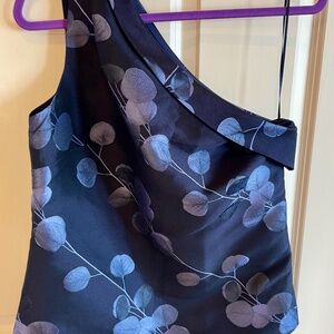 Banana Republiic Satin Floral Oone Shoulder Blouse